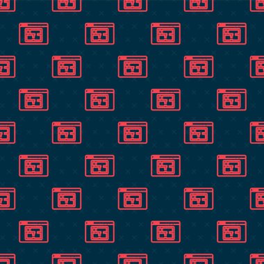 Kırmızı çizgi ev planı simgesi siyah arka planda kusursuz desen izole etti. Vektör İllüstrasyonu.