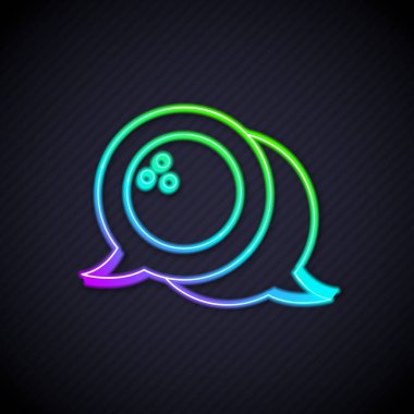 Parlayan neon hattı bowling topu simgesi siyah arkaplanda izole edildi. Spor malzemeleri. Vektör.