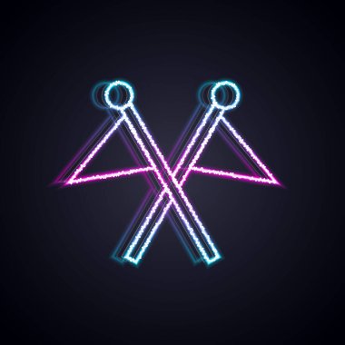 Parlayan neon hattı Golf bayrağı simgesi siyah arkaplanda izole edildi. Golf ekipmanı ya da aksesuar. Vektör.