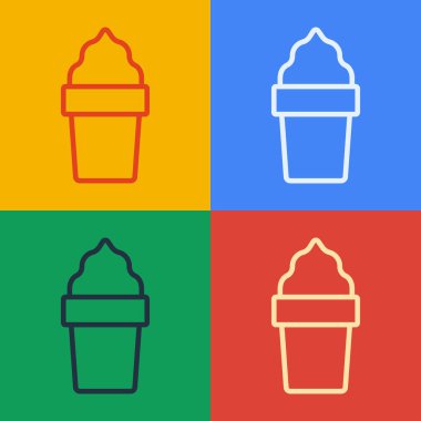 Popüler sanat eseri dondurma külahı renkli arka planda izole edilmiş. Güzel sembol. Vektör.
