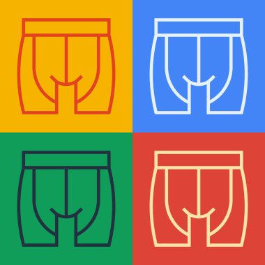 Pop sanat eseri bisiklet şortu simgesi renk arkaplanında izole edildi. Vektör.