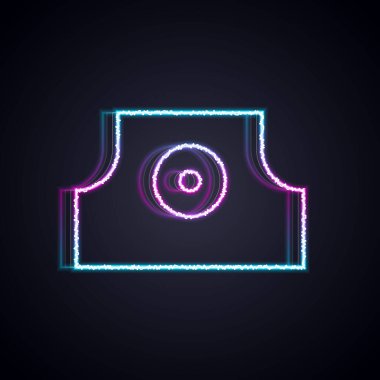 Parlayan neon hattı spreyi siyah arkaplanda izole edilmiş başlık simgesini temizleyebilir. Vektör.