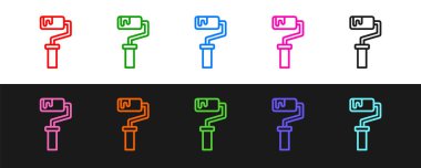 Çizgi boyası fırça simgesini siyah ve beyaz arkaplanda izole et. Vektör.