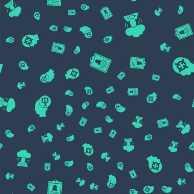 Tıbbi pano, Depresyon, Psikoloji, Psişik ve Bulma sorununu kusursuz şablona ayarla. Vektör.