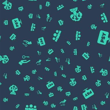 Kullanıcı grubunu ayarla, soru işaretli kafa, soruna çözüm ve psikoloji, Psi 'yi kusursuz desen üzerine ayarla. Vektör.