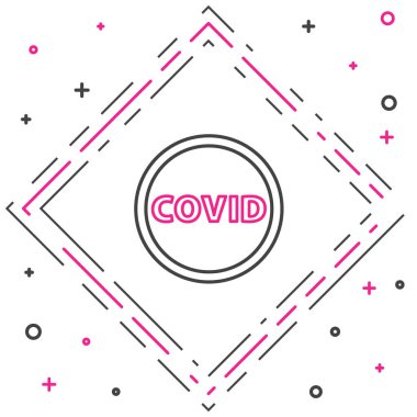 Corona virüsü covid-19 çizgisi beyaz arka planda izole edildi. Bakteri ve mikroplar, hücre kanseri, mikrop, mantar. Renkli taslak konsepti. Vektör İllüstrasyonu.