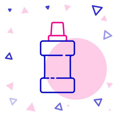 Çamaşır deterjanı, çamaşır suyu, bulaşık deterjanı ya da beyaz arka planda izole edilmiş başka bir temizlik malzemesi için çizgi plastik şişe. Renkli taslak konsepti. Vektör.