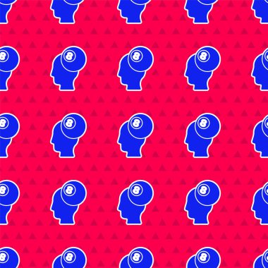 Mavi bilardo bilardo topu. Kırmızı arka planda 8 numaralı ikon izole edilmiş. Vektör.