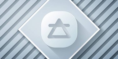 Kağıt, simya simgesinin hava elementini gri arkaplanda izole etti. Temel mistik elementler. Kağıt sanatı tarzı. Vektör.