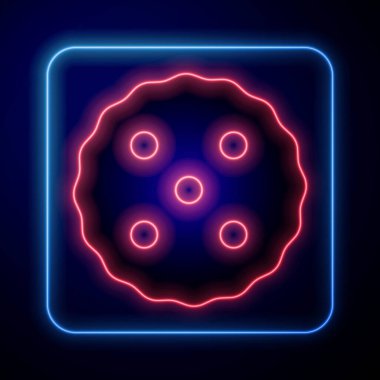 Parlayan neon kurabiyeler ya da siyah arka planda izole edilmiş çikolata ikonlu bisküviler. Vektör.