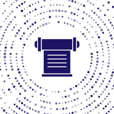 Mavi KHK, kağıt, parşömen, parşömen simgesi beyaz arkaplanda izole edilmiş. Soyut çember rastgele noktalar. Vektör.