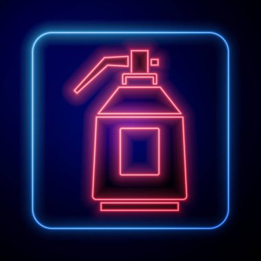 Parlak neon boya sprey tabancası ikonu siyah arkaplanda izole edilmiş. Vektör.