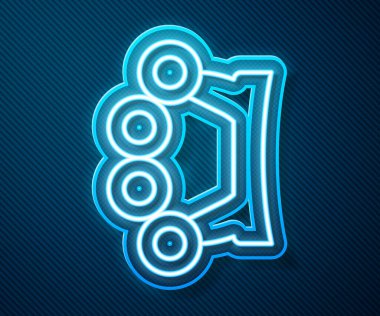 Parlayan neon hattı, mavi arka planda Brass eklem simgesi izole edildi. Vektör.