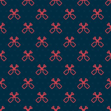 Kırmızı çizgi Paddle simgesi siyah arkaplanda izole edilmiş. Kürek çekin. Vektör.