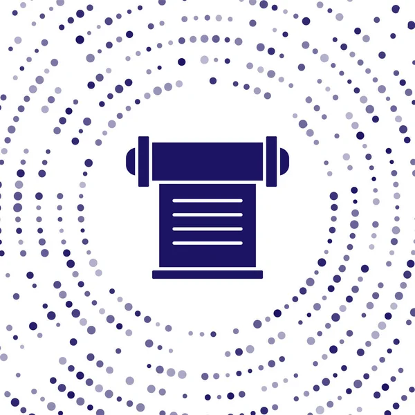 Mavi KHK, kağıt, parşömen, parşömen simgesi beyaz arkaplanda izole edilmiş. Soyut çember rastgele noktalar. Vektör.