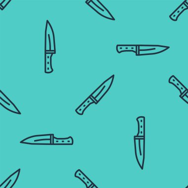 Siyah çizgi Et Helikopteri simgesi yeşil zeminde izole edilmiş pürüzsüz desen. Kasap bıçağı. Et için mutfak bıçağı. Kasap bıçağı. Vektör.