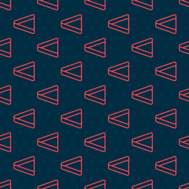 Kırmızı çizgi bilardo üçgeni simgesi siyah arkaplanda izole edilmiş. Vektör.