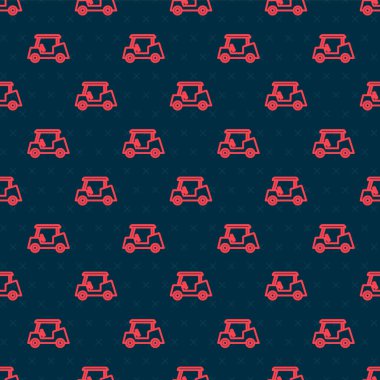 Kırmızı çizgili Golf arabası ikonu siyah arka planda izole edilmiş. Golf arabası. Vektör.