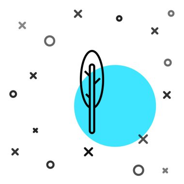 Beyaz arkaplanda siyah çizgi tüy kalem simgesi izole edildi. Rastgele dinamik şekiller. Vektör.