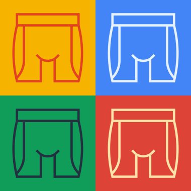 Pop sanat eseri bisiklet şortu simgesi renk arkaplanında izole edildi. Vektör.