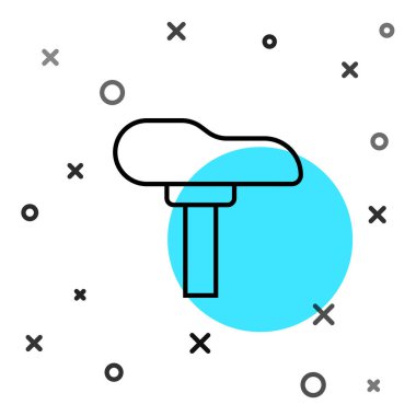 Siyah çizgi bisiklet koltuğu simgesi beyaz arkaplanda izole edildi. Bisiklet eyeri. Rastgele dinamik şekiller. Vektör.