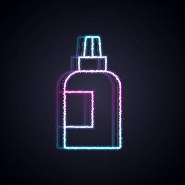 Parlak neon çizgisi boyası, guaj, kavanoz, siyah arkaplanda izole edilmiş boya simgesi. Vektör.