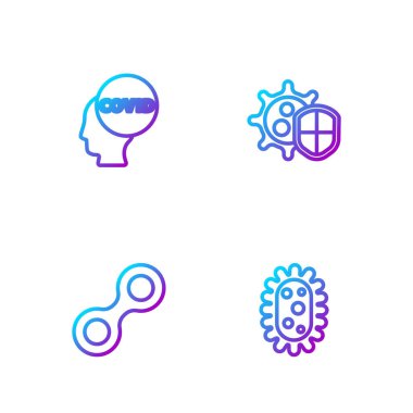 Hat virüsü, Corona virüsü covid-19 ve Shield 'ın korunmasını sağla. Renk simgeleri. Vektör.