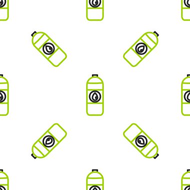 Motor makine yağı ikonu için çizgi plastik kutu beyaz arka planda izole edilmiş pürüzsüz desen. Benzin bidonu. Yağ değiştirme ve onarım servisi. Vektör İllüstrasyonu.