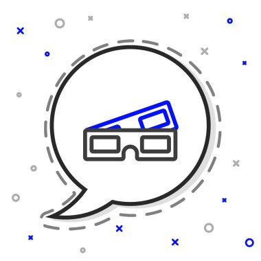 Çizgi 3 boyutlu sinema gözlüğü simgesi beyaz arkaplanda izole edildi. Renkli taslak konsepti. Vektör İllüstrasyonu.