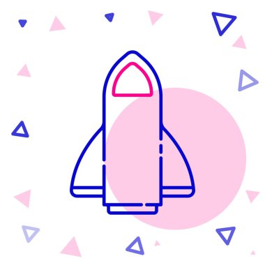 Roket çizgisi simgesi beyaz arkaplanda izole edildi. Uzay yolculuğu. Renkli taslak konsepti. Vektör.