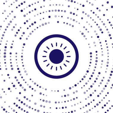 Mavi Güneş simgesi beyaz arkaplanda izole edildi. Yaz sembolü. Güneşli bir gün. Soyut çember rastgele noktalar. Vektör.