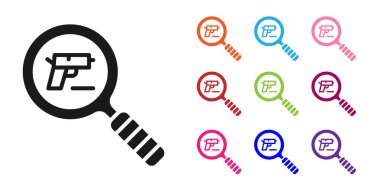 Siyah Tabanca ya da silah arama ikonu beyaz arka planda izole edildi. Polis ya da askeri silah. Küçük ateşli silah. Simgeleri renklendirin. Vektör.