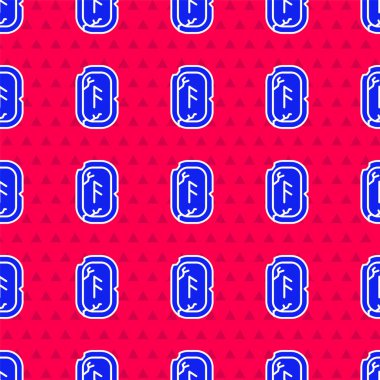 Mavi Büyü simgeleri kırmızı arkaplanda izole edilmiş kusursuz desen. Vektör.