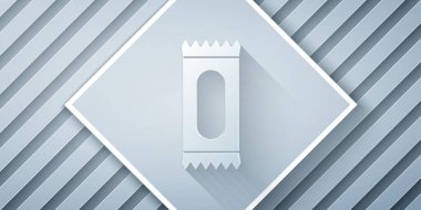 Kağıt kesiği Candy simgesi gri arkaplanda izole edilmiş. Kağıt sanatı tarzı. Vektör.