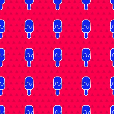 Çubuk simgesinde mavi dondurma kırmızı arka planda izole edilmiş pürüzsüz desen. Güzel sembol. Vektör.