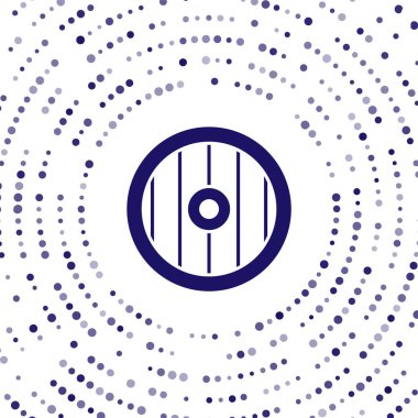 Beyaz arka planda Yunan süs ikonu olan mavi Yunan kalkanı. Soyut çember rastgele noktalar. Vektör.