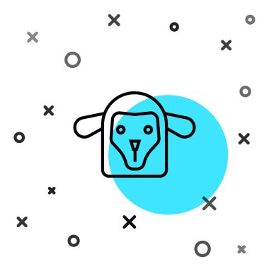 Koyun kafası simgesi beyaz arkaplanda izole edildi. Hayvan sembolü. Rastgele dinamik şekiller. Vektör.