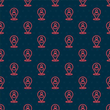 Kırmızı çizgi İşçi konumu simgesi siyah arkaplanda izole edilmiş kusursuz desen. Vektör.