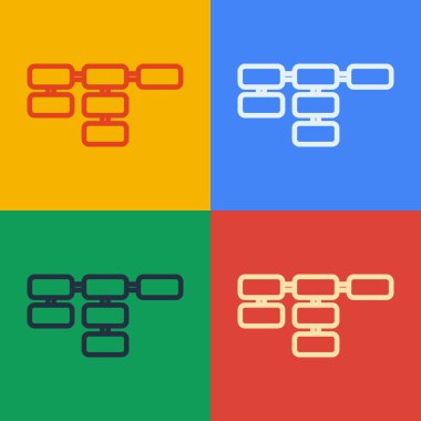 Pop Art Line Site haritası simgesi renk arkaplanında izole edildi. Vektör.