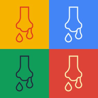 Popüler sanat çizgisi akan burun simgesi renk arkaplanında izole edildi. Rhinitis semptomları, tedavi. Burun ve hapşırma. Burun hastalıkları. Vektör.