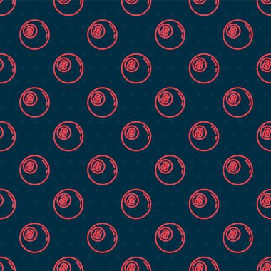 Kırmızı çizgi bilardo bilardo topu 8 numaralı ikon siyah arka planda izole edilmiş. Vektör.