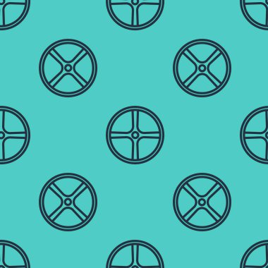 Siyah çizgi bisiklet tekeri simgesi yeşil arka planda izole edilmiş pürüzsüz desen. Bisiklet yarışı. Olağanüstü bir spor. Spor malzemeleri. Vektör.