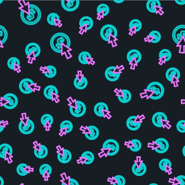 Satır İmleci ve sikke simgesi siyah arkaplanda izole edilmiş. Dolar ya da USD sembolü. Nakit bankacılık tabelası. Vektör İllüstrasyonu.