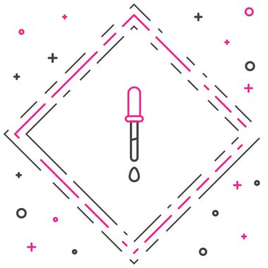 Hat Pipette simgesi beyaz arkaplanda izole edildi. Tıbbi elementler, kimya laboratuarı ekipmanları. Damlalı boru. Tıp sembolü. Renkli taslak konsepti. Vektör İllüstrasyonu.