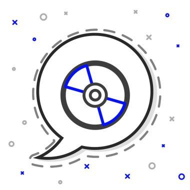 Satır CD veya DVD disk simgesi beyaz arkaplanda izole edildi. Küçük disk işareti. Renkli taslak konsepti. Vektör İllüstrasyonu.