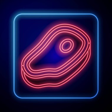 Parlayan neon et ikonu mavi arka planda izole edilmiş. Vektör.