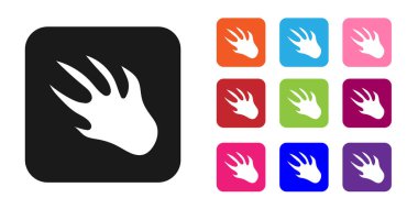 Beyaz arkaplanda siyah timsah pençesi ayak izi ikonu var. Simgeleri renklendirin. Vektör.