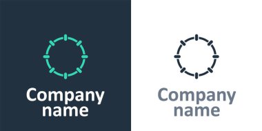 Logotype müzik aleti perküsyon tef, beyaz arka planda metal plakalar ikonu var. Logo tasarım şablonu elemanı. Vektör.