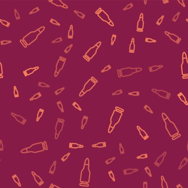 Kahverengi çizgi kurşun ikonu kırmızı arkaplanda kusursuz desen izole etti. Vektör.