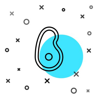 Beyaz arka planda siyah çizgi biftek ikonu var. Rastgele dinamik şekiller. Vektör.